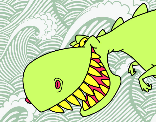 Desenho Dinossauro de dentes afiados pintado por bibiella