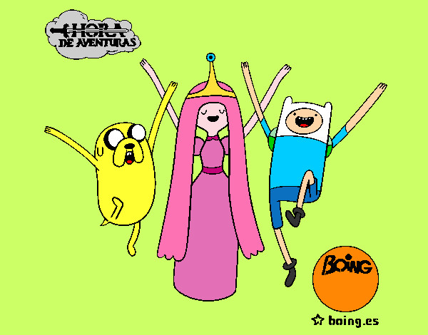 Desenho Jake, Princesa Bubblegum e Finn pintado por vovocelso