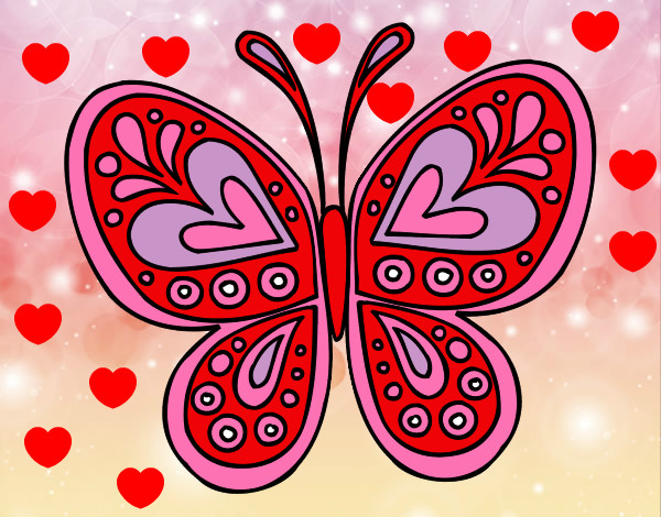 Desenho Mandala borboleta pintado por bibiella