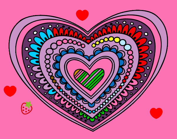 Desenho Mandala coração pintado por flaviaedua