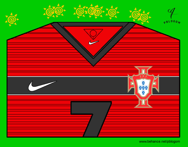Desenho Camisa da copa do mundo de futebol 2014 de Portugal pintado por Migas