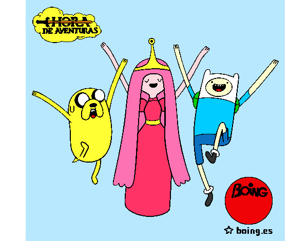 Desenho Jake, Princesa Bubblegum e Finn pintado por skbdjsbd