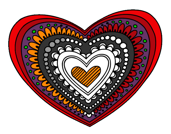Desenho Mandala coração pintado por GUMA