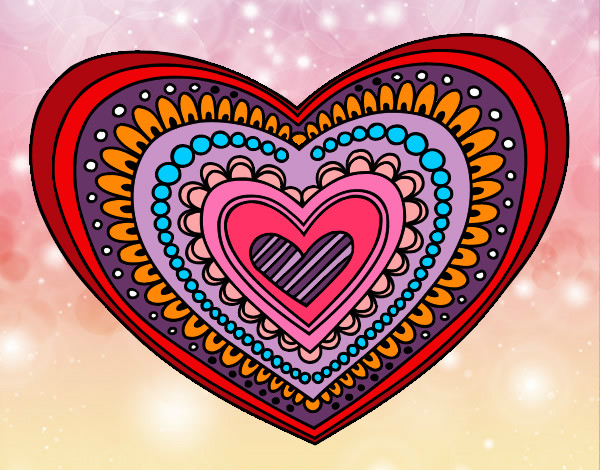 Desenho Mandala coração pintado por MariaSM