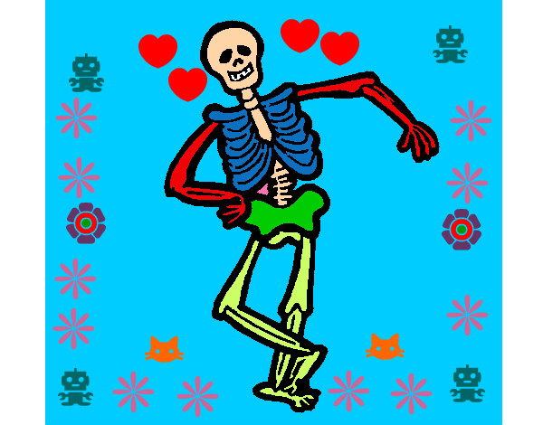 Desenho Esqueleto contente pintado por eschonorin