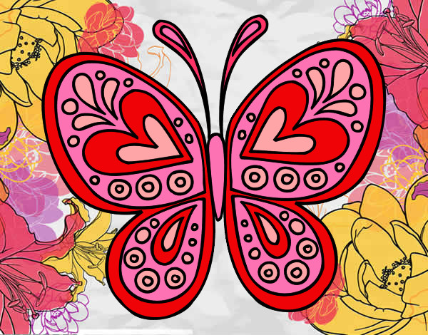 Desenho Mandala borboleta pintado por julials