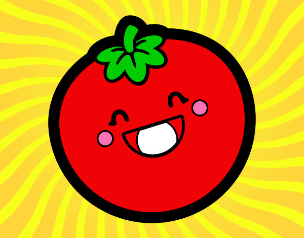 Desenho Tomate sorridente pintado por Cristiinna