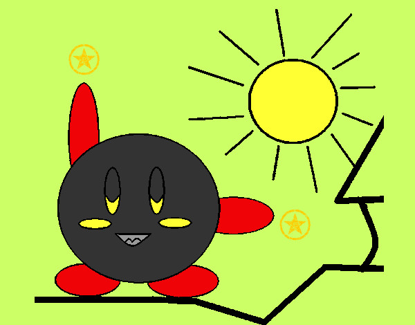 Desenho Kirby em um dia ensolarado pintado por nathanjesu