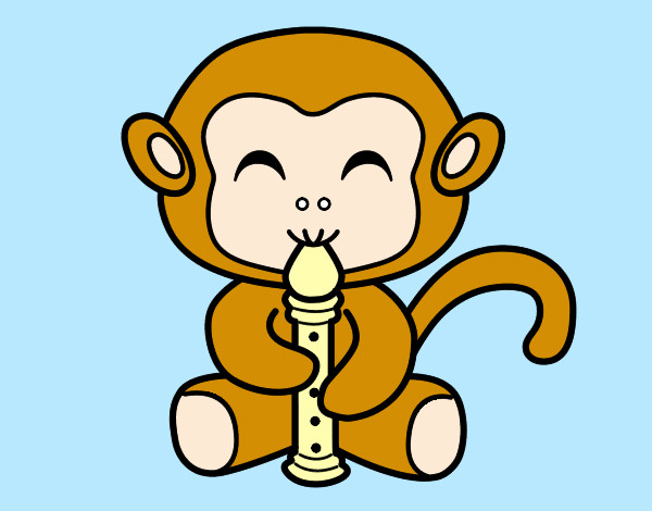 Desenho Macaco flautista pintado por Aaaaaaaahh