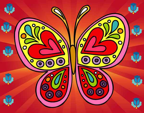 Desenho Mandala borboleta pintado por Dundun