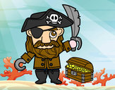 Desenho Pirata com tesouro pintado por Dado