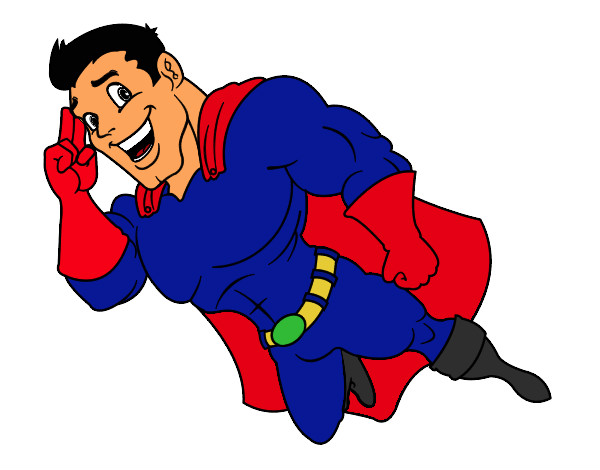 Desenho Superherói voando pintado por Keydson