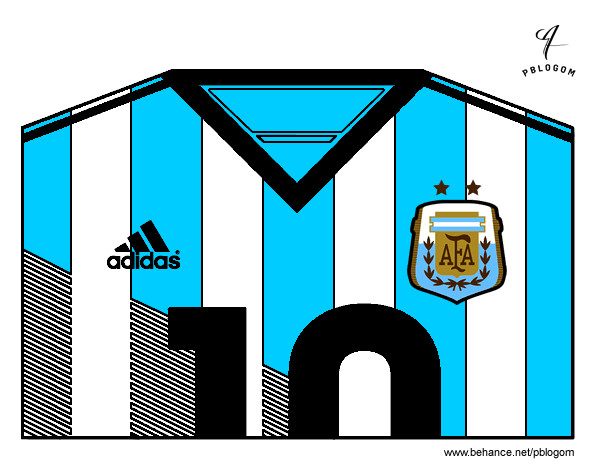 Desenho Camisa da copa do mundo de futebol 2014 da Argentina pintado por Fuleco