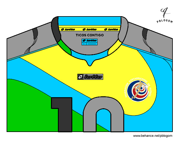 Desenho Camisa da copa do mundo de futebol 2014 da Costa Rica pintado por Fuleco