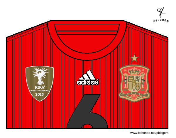 Desenho Camisa da copa do mundo de futebol 2014 da Espanha pintado por Fuleco