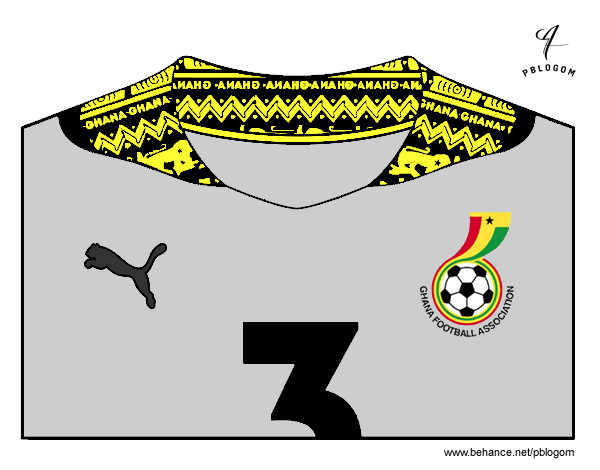 Desenho Camisa da copa do mundo de futebol 2014 da Gana pintado por juliarsr