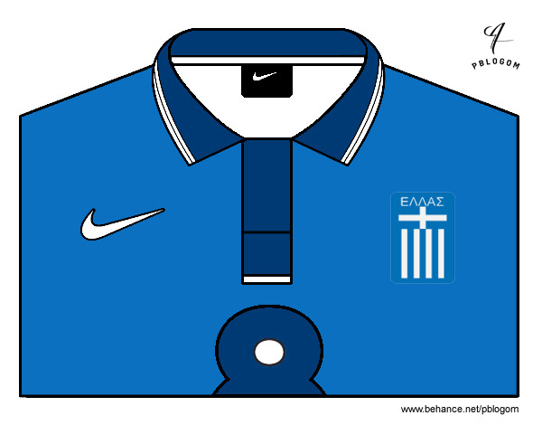 Desenho Camisa da copa do mundo de futebol 2014 da Grécia pintado por juliarsr