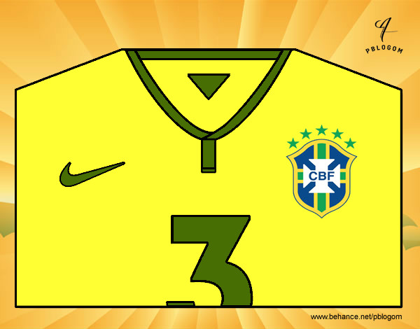 Desenho Camisa da copa do mundo de futebol 2014 do Brasil pintado por cinti