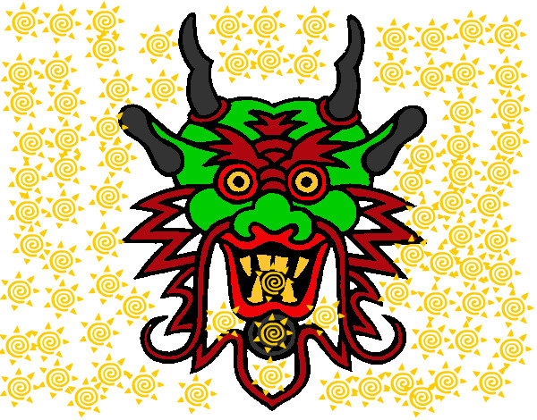 Desenho Cara de dragão pintado por Fuleco