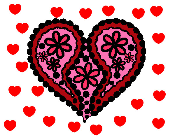 Desenho Coração de flores pintado por NayaraClis