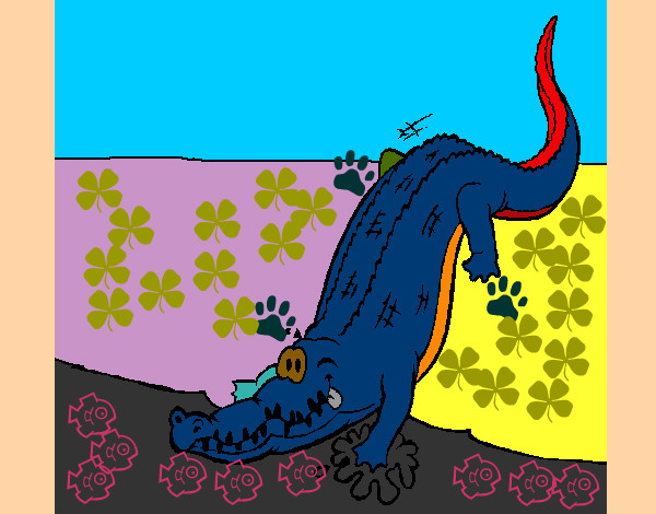 Desenho Crocodilo a entrar na água pintado por LUCAS04