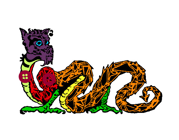 Desenho Dragão oriental pintado por kauan5