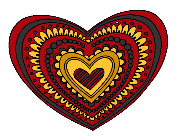 Desenho Mandala coração pintado por simoneslg