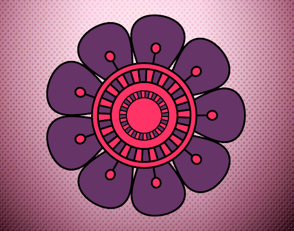Desenho Mandala em forma de flor pintado por reandreoli