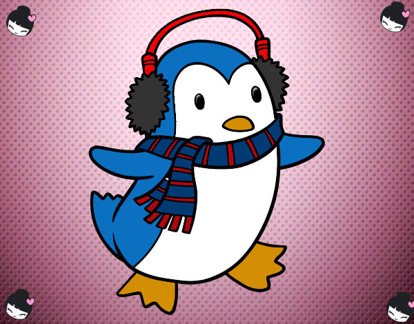 Desenho Pinguim com cachecol pintado por Cristiinna