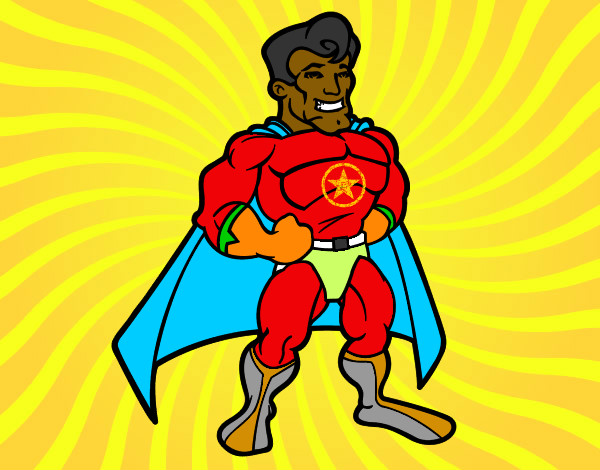 Desenho Super-herói musculoso pintado por cinti