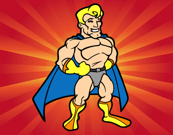 Desenho Super-herói musculoso pintado por reandreoli
