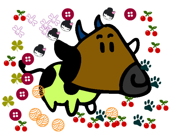 Desenho Vaca com cabeça triangular pintado por AmandaERo