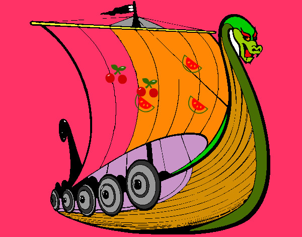 Desenho Barco viking pintado por Bia04