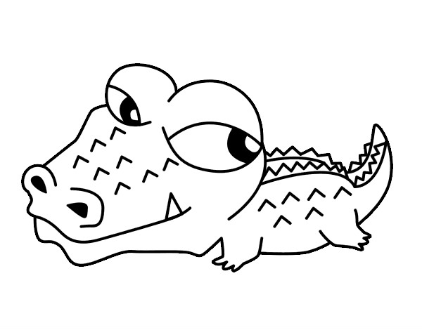 Desenho Crocodilo pequeno pintado por luisatrigo