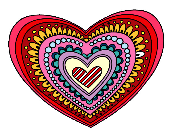 Desenho Mandala coração pintado por GabiNigol