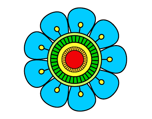 Desenho Mandala em forma de flor pintado por GabiNigol