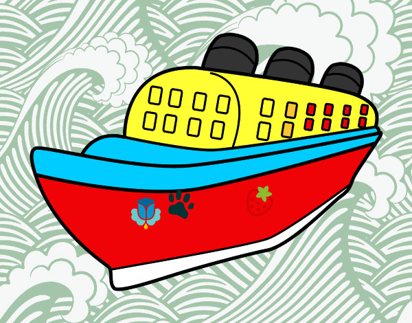 Desenho Navio transatlântico pintado por Bia04