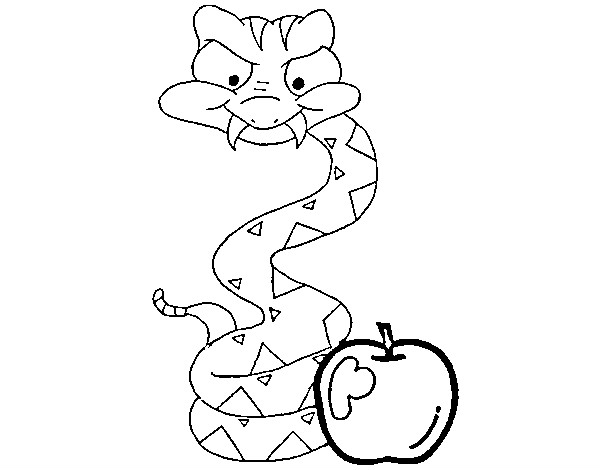 Desenho Serpente e maçã pintado por luisatrigo