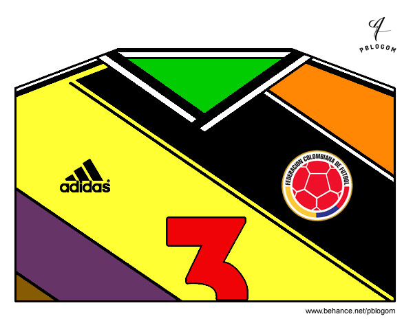 Desenho Camisa da copa do mundo de futebol 2014 da Colômbia pintado por Fikinho
