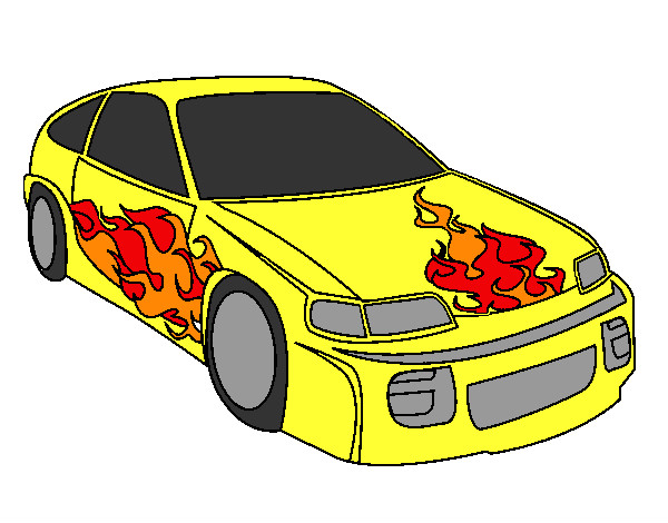 Desenho Carro com chamas pintado por phablo