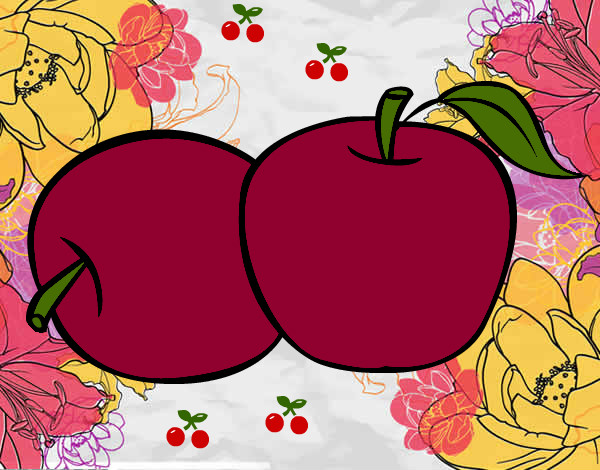 Desenho Dois maçãs pintado por lizane