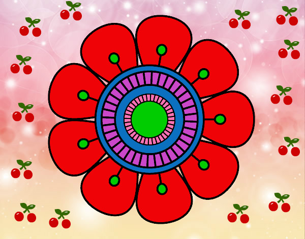 Desenho Mandala em forma de flor pintado por FABIMMMM