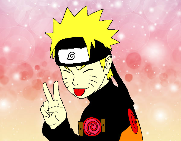 Desenho Naruto puxando para fora a língua pintado por lucasu