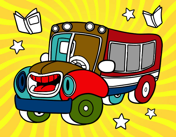 Desenho Ônibus animado pintado por Fikinho