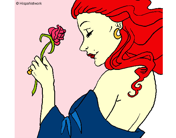 Desenho Princesa com uma rosa pintado por gabyzinhaa