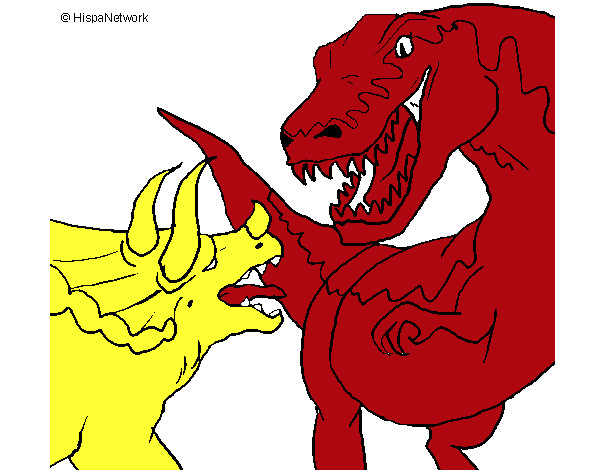 Desenho Luta de dinossauros pintado por joaoarthur