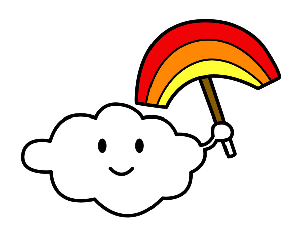 Desenho Nuvem com arco-íris pintado por Daph