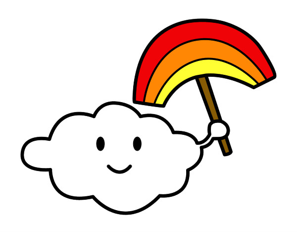 Desenho Nuvem com arco-íris pintado por Daph