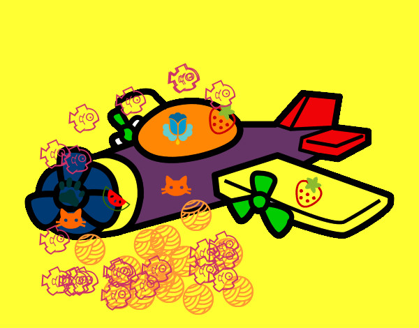 Desenho Avião hélice pintado por Vivisco