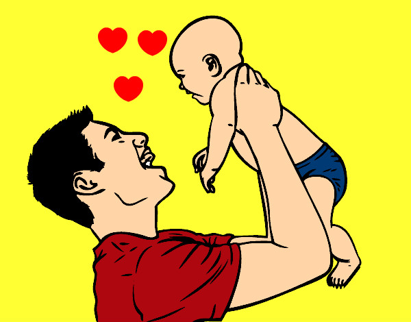 Desenho Pai e bebê pintado por Cristiinna